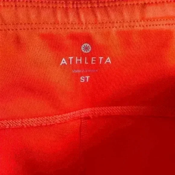 Athleta Neon Orange Capris Leggings with Zipper Pocket Size ST - Picture 3 of 4